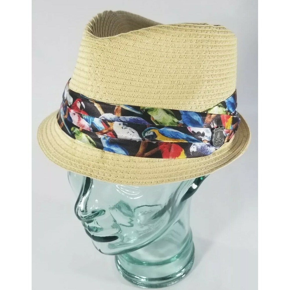 Nick Graham Straw Twill Parrot Head (Buffet Margaritaville Style) Fedora Cap Hat
